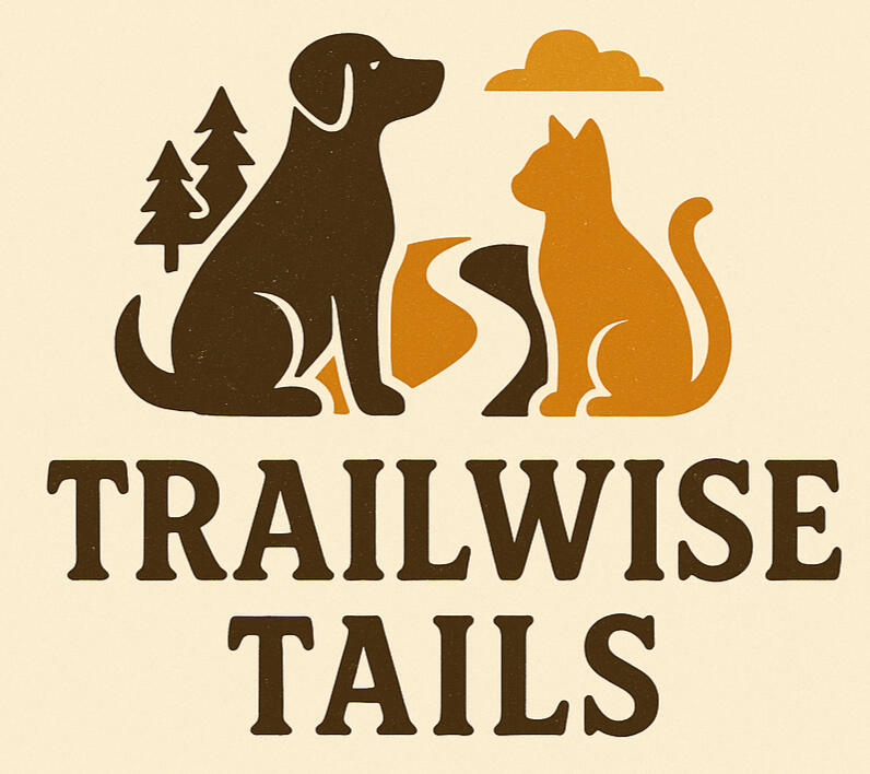 Trailwise Tails Logo with a dog and cat by a trail
